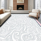 Abstract Swirls Blue Line Art Rug