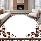 Elegant Scroll Floral Corner Border Rug