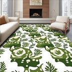 Whimsical Green Mushroom Abstract Pattern Rug