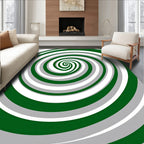 Green White Gray Swirl Pattern Rug