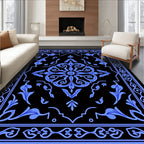 Elegant Blue Floral Vintage Pattern Rug