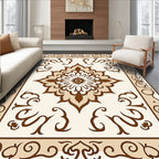 Brown Floral And Scrollwork Medallion Rug