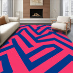 Bold Abstract Blue Geometric Coral Rug