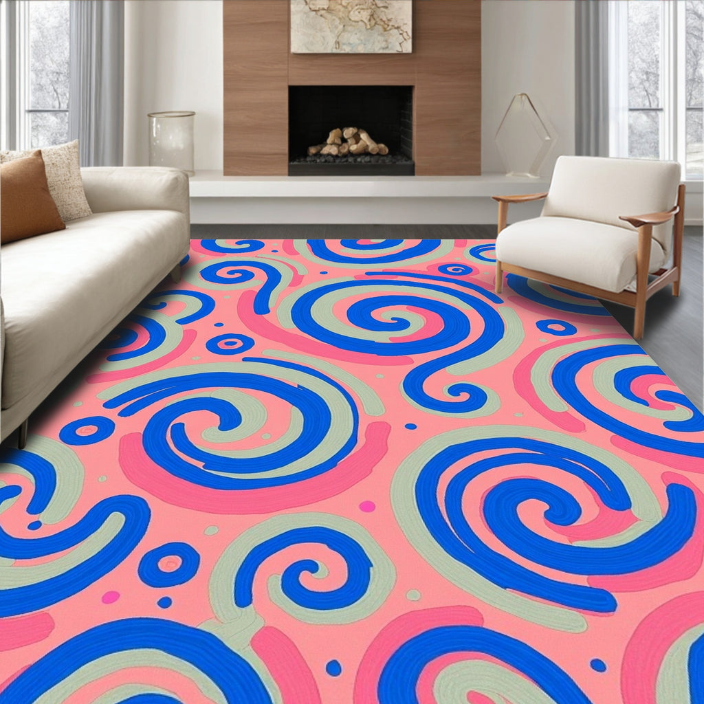 Abstract Swirl Pattern with Fun Accents Rug