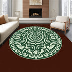 Elaborate Circular Green Ivory Medallion Rug