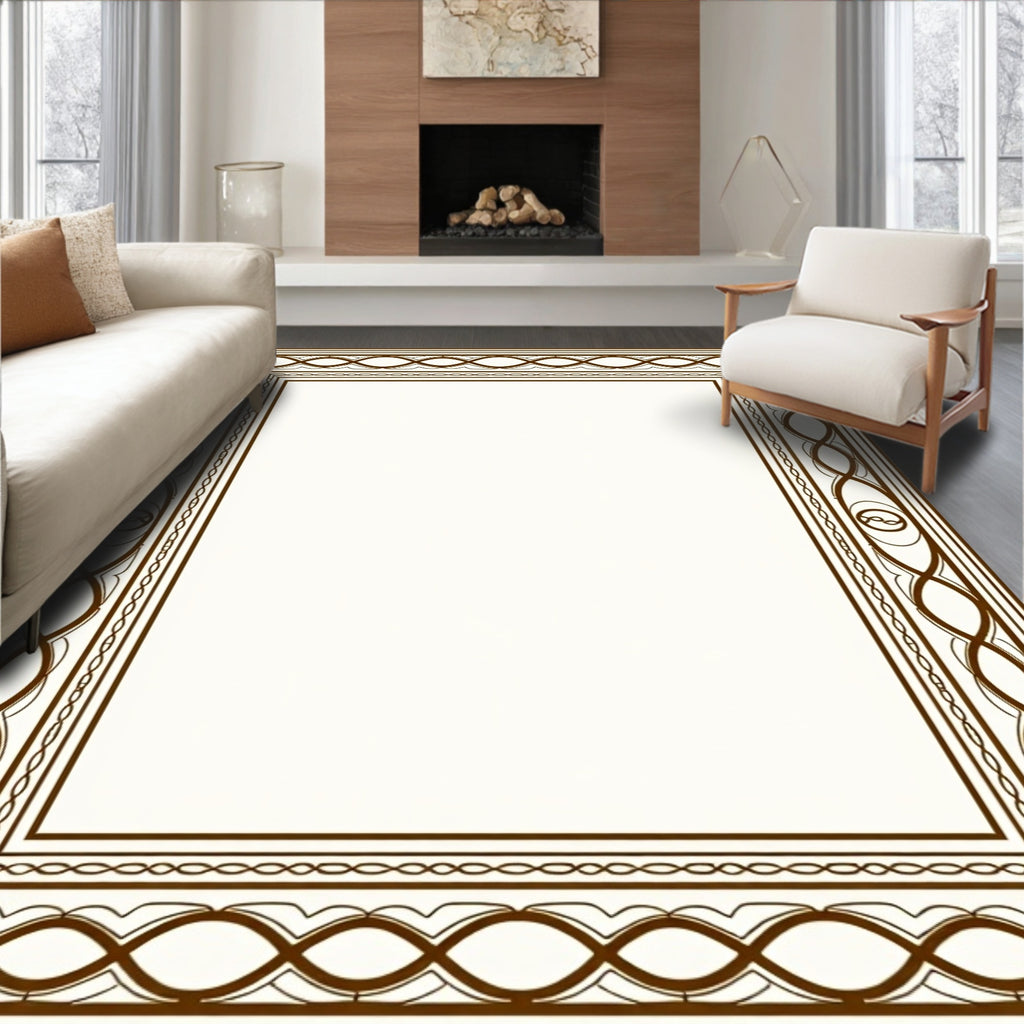 Geometric Border With Interlocking Loops Rug
