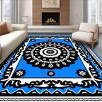 Bold Black White Floral Mandala Rug