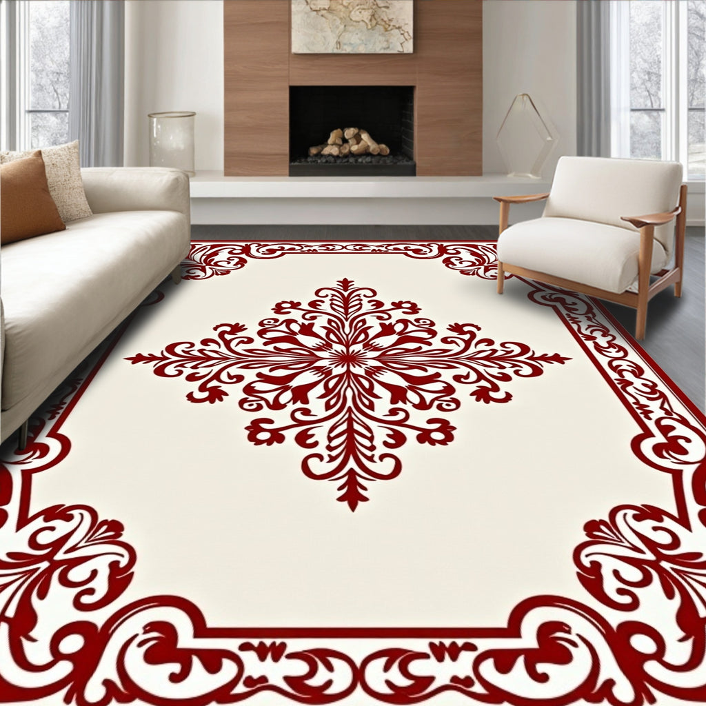 Classic Damask Floral Scroll Rug