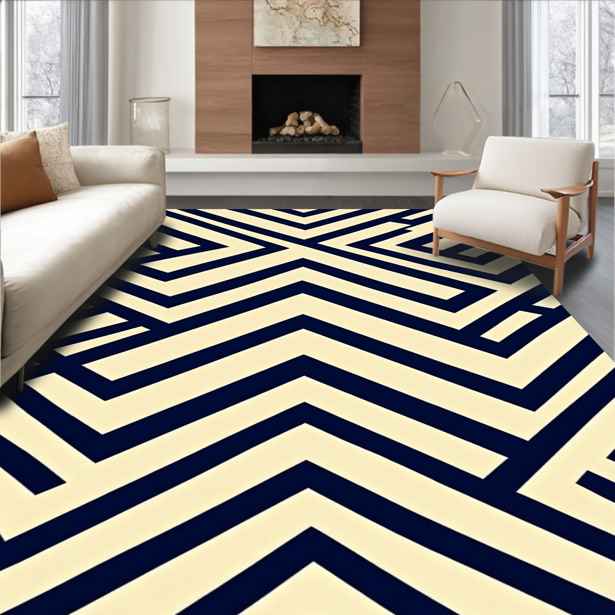 Geometric Lines Pattern Rug