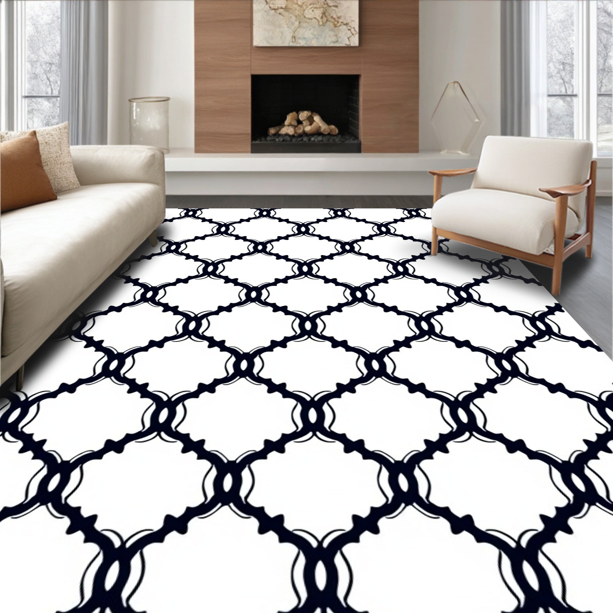 Classic Geometric Chain Link Motif Rug
