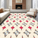 Vintage Floral Diamond Pattern Rug