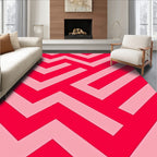 Bold Red Geometric Maze Pattern Rug
