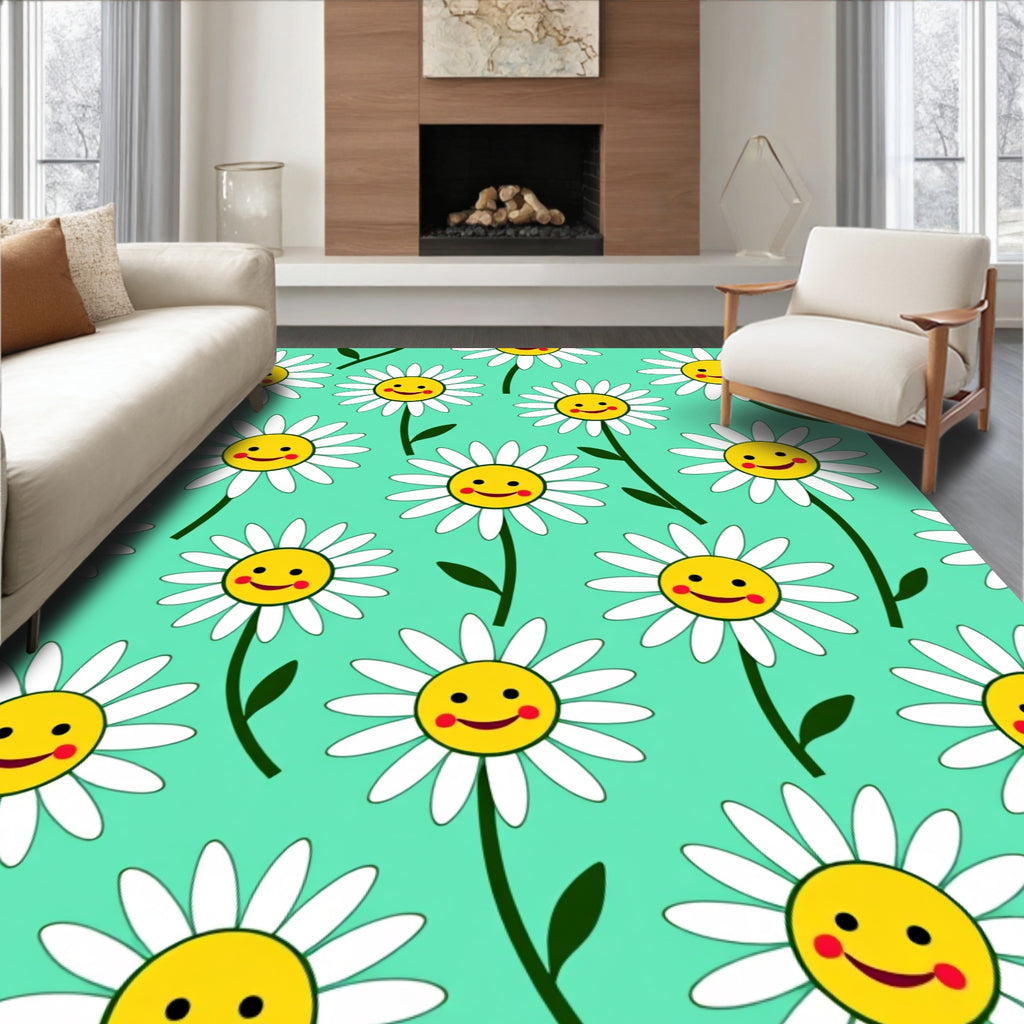 Smiling Daisy Floral Pattern Rug