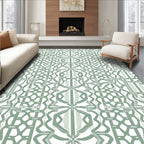Art Deco Green Geometric Pattern Rug