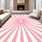 Pink and Cream Sunburst Pattern Rug