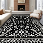 Classic Floral Monochromatic Ornament Rug