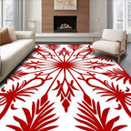 Bold Red Abstract Floral Tile Design Rug
