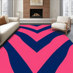 Bold Pink Navy Chevron Pattern Rug
