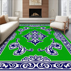 Bright Green Floral Swirl Pattern Rug
