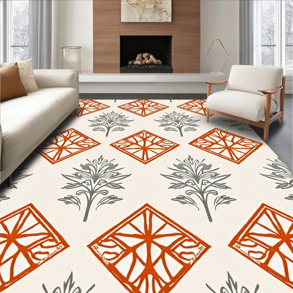 Abstract Tree Diamond Pattern Rug