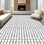 Abstract Black White Grid Patterns Rug