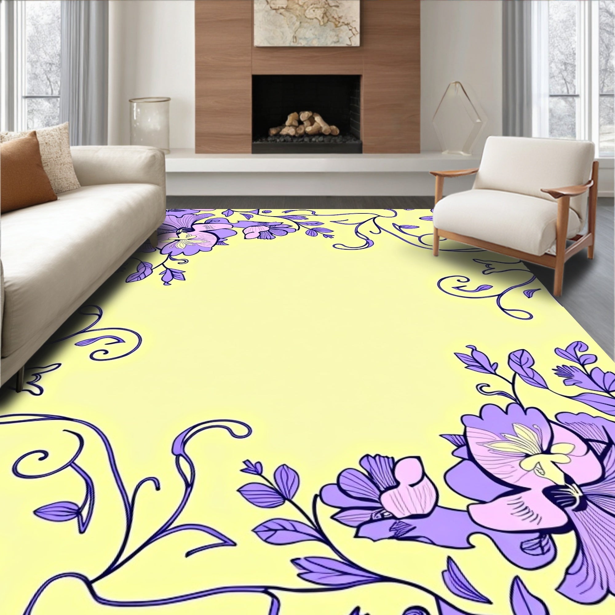 Art Nouveau Floral Vine Pattern Rug