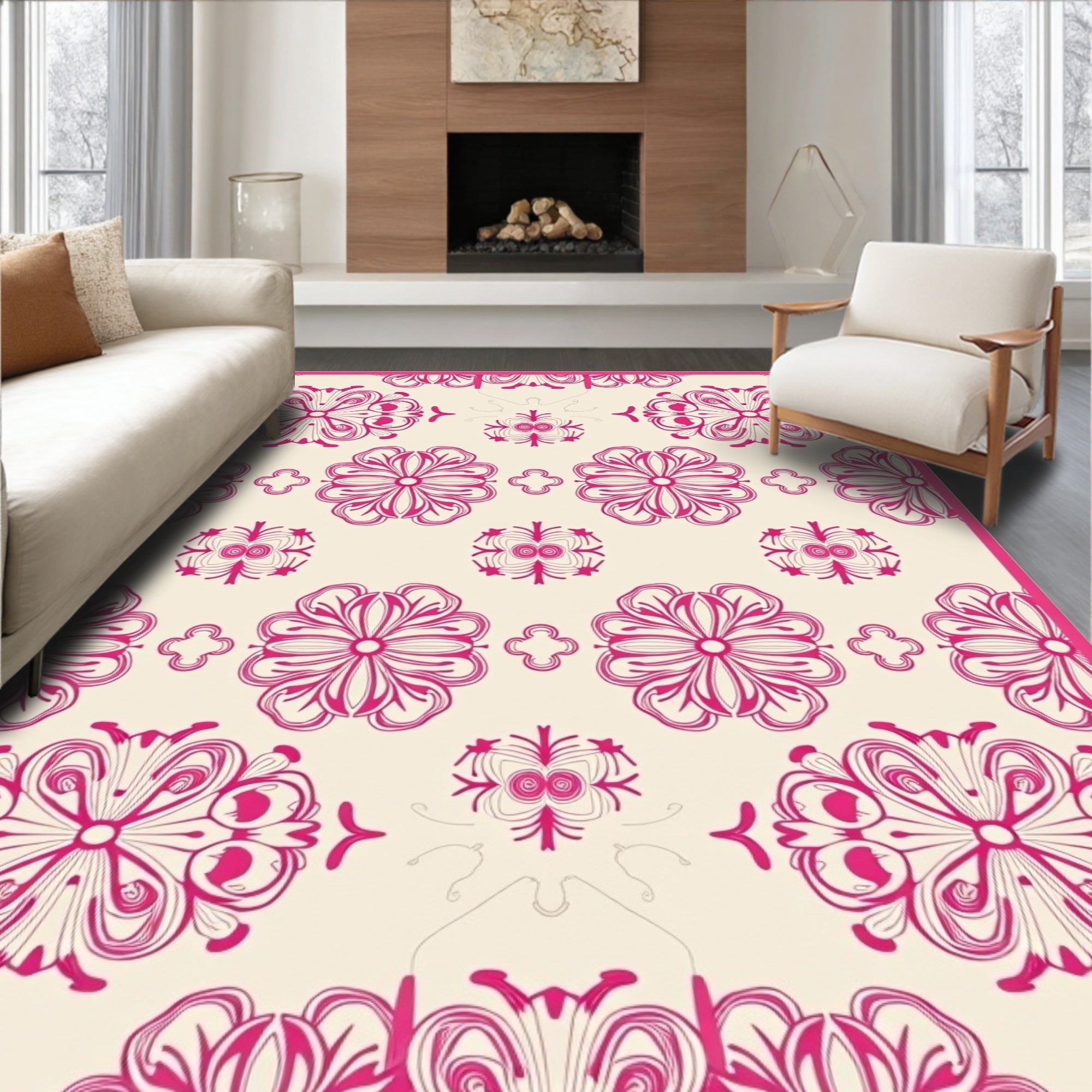 Retro Floral Intricate Pattern Rug