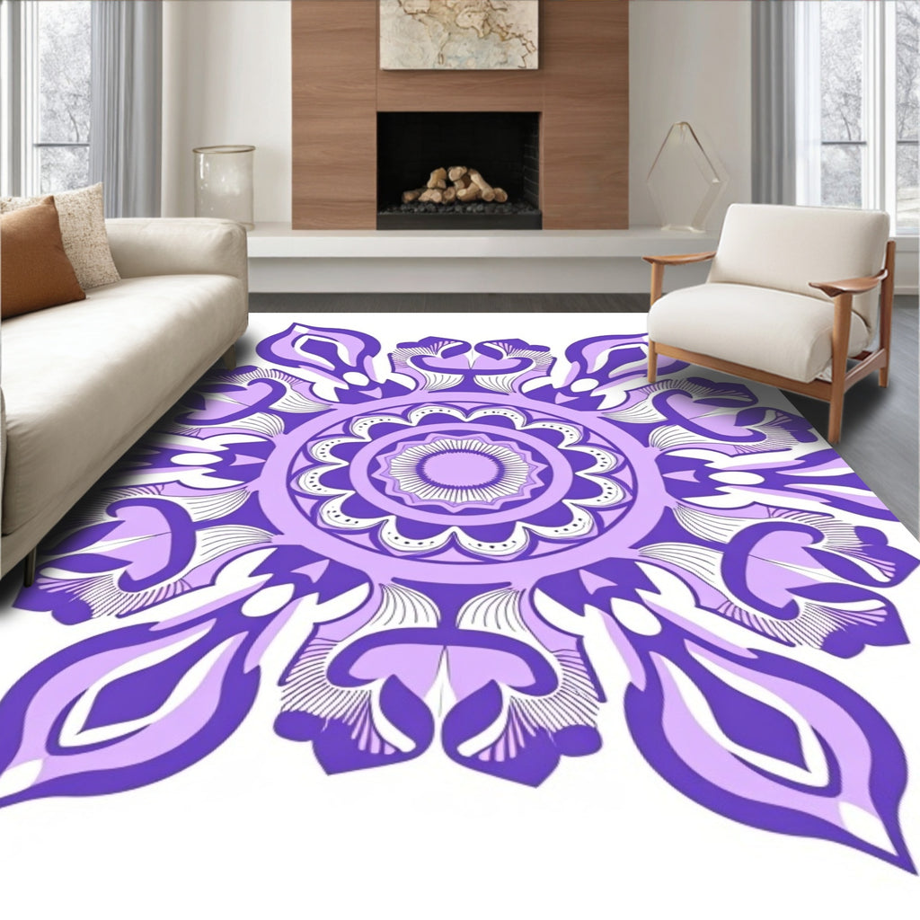 Purple Floral Mandala Style Rug