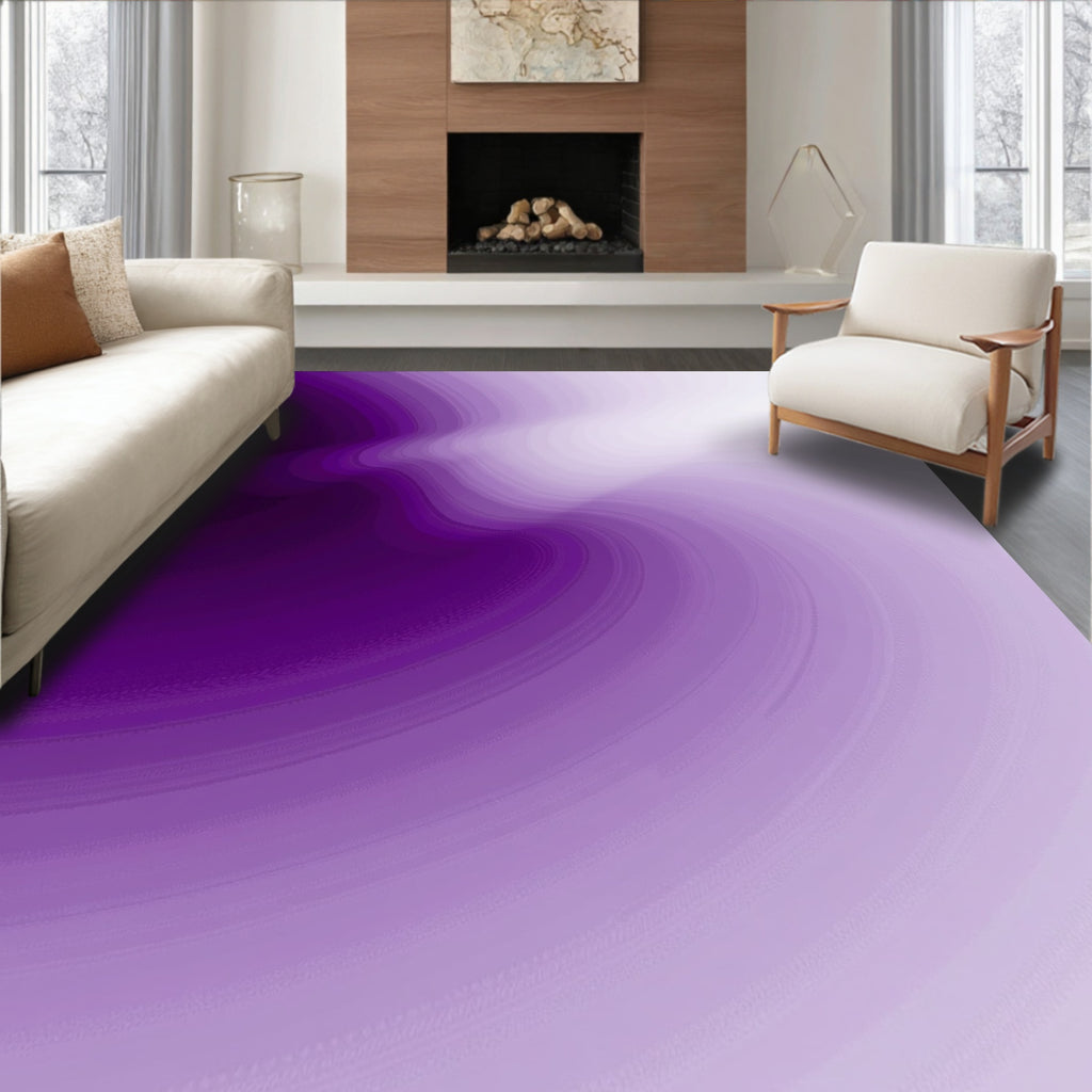 Purple Abstract Swirl Design Rug