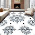 Gray Starburst Floral Dot Medallion Rug