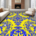 Ornate Royal Blue Floral Pattern Rug