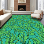 Tropical Green Leaf Pattern Rug