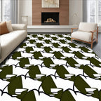 Abstract Dark Green Wave Pattern Rug