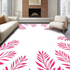 Pink Leafy Tropical Border Design Rug
