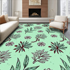 Soft Mint Botanical Leaf Blossom Rug