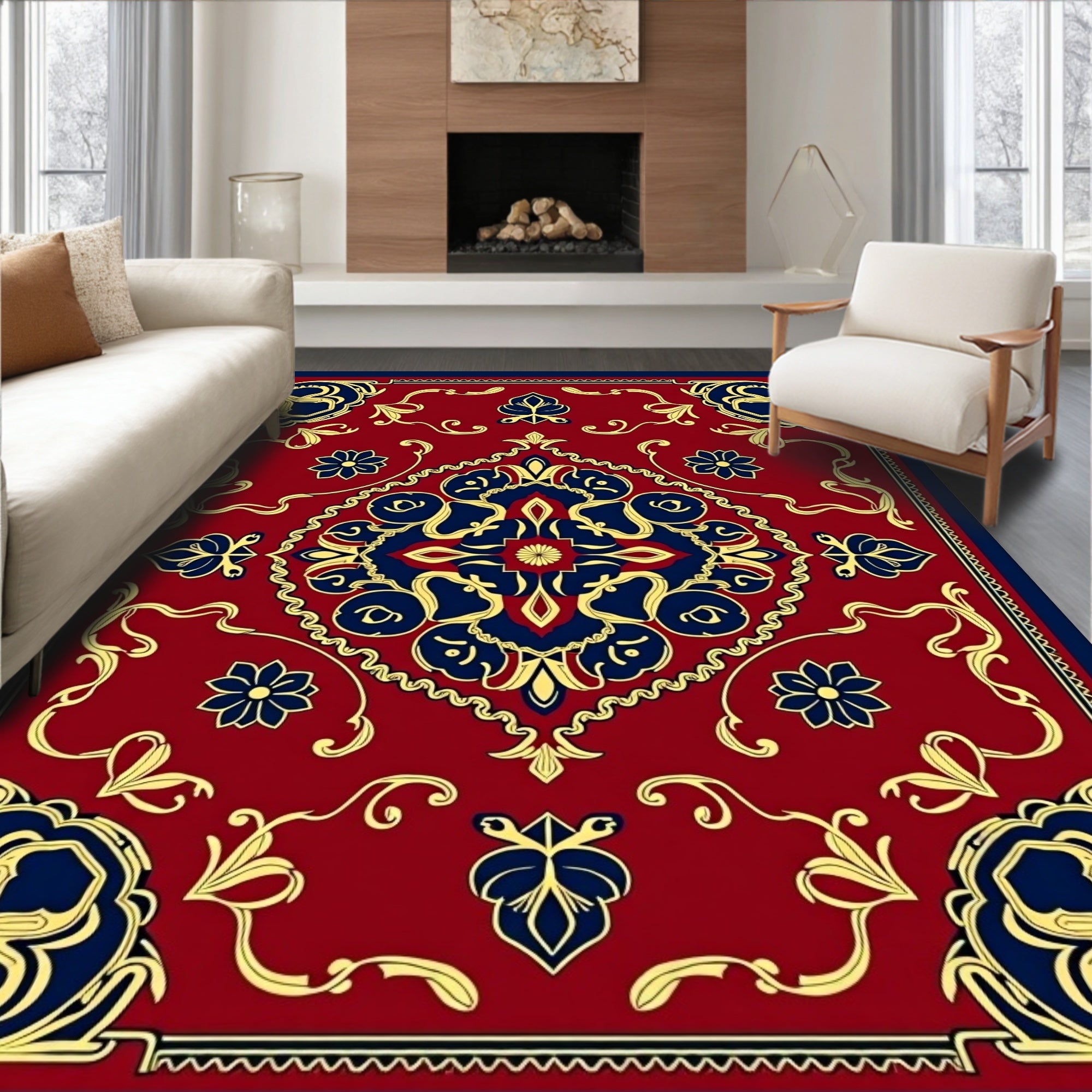 Rich Floral Medallion Pattern Rug