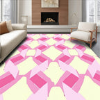 Pink Yellow Diamond Pattern Rug