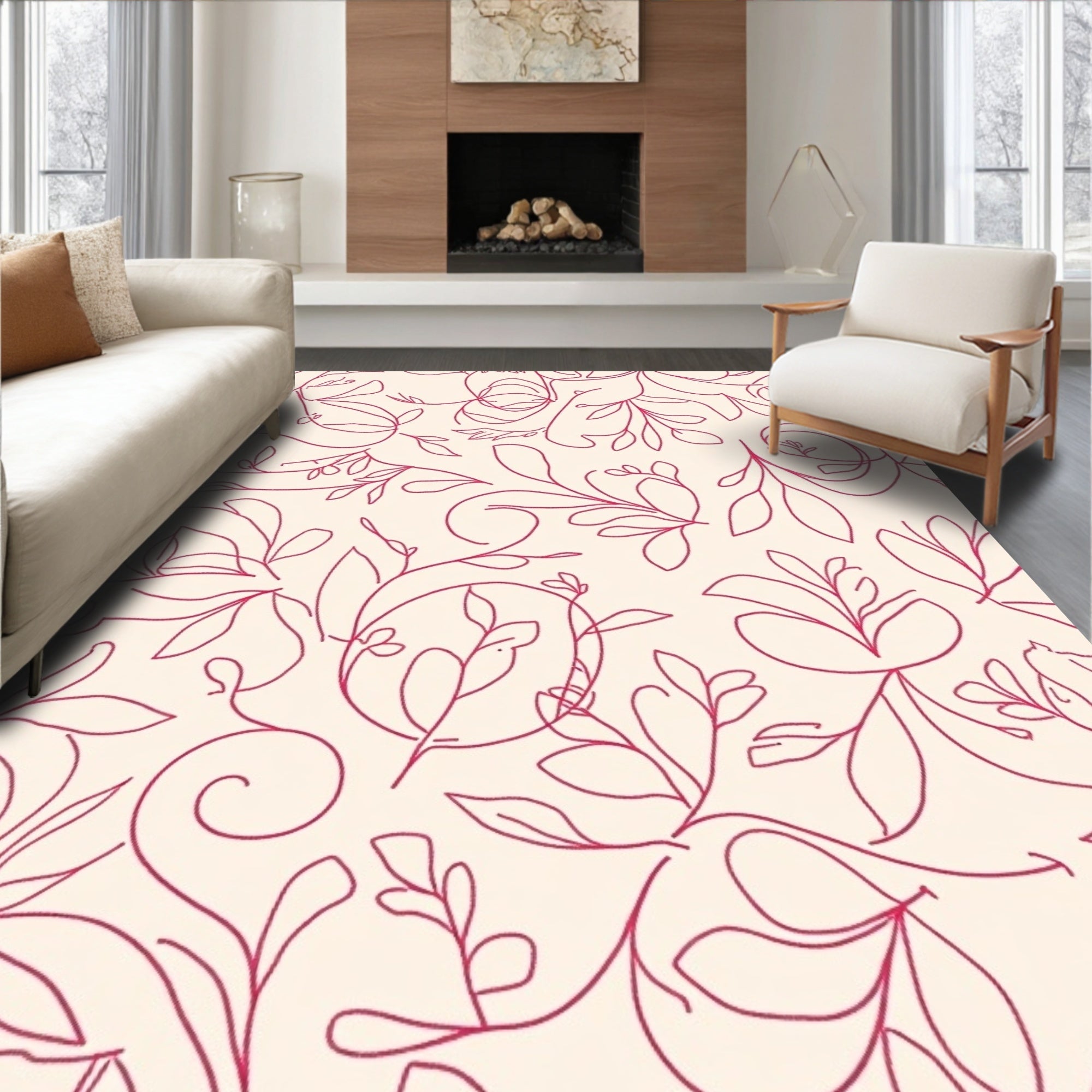 Minimalist floral vine pattern Rug