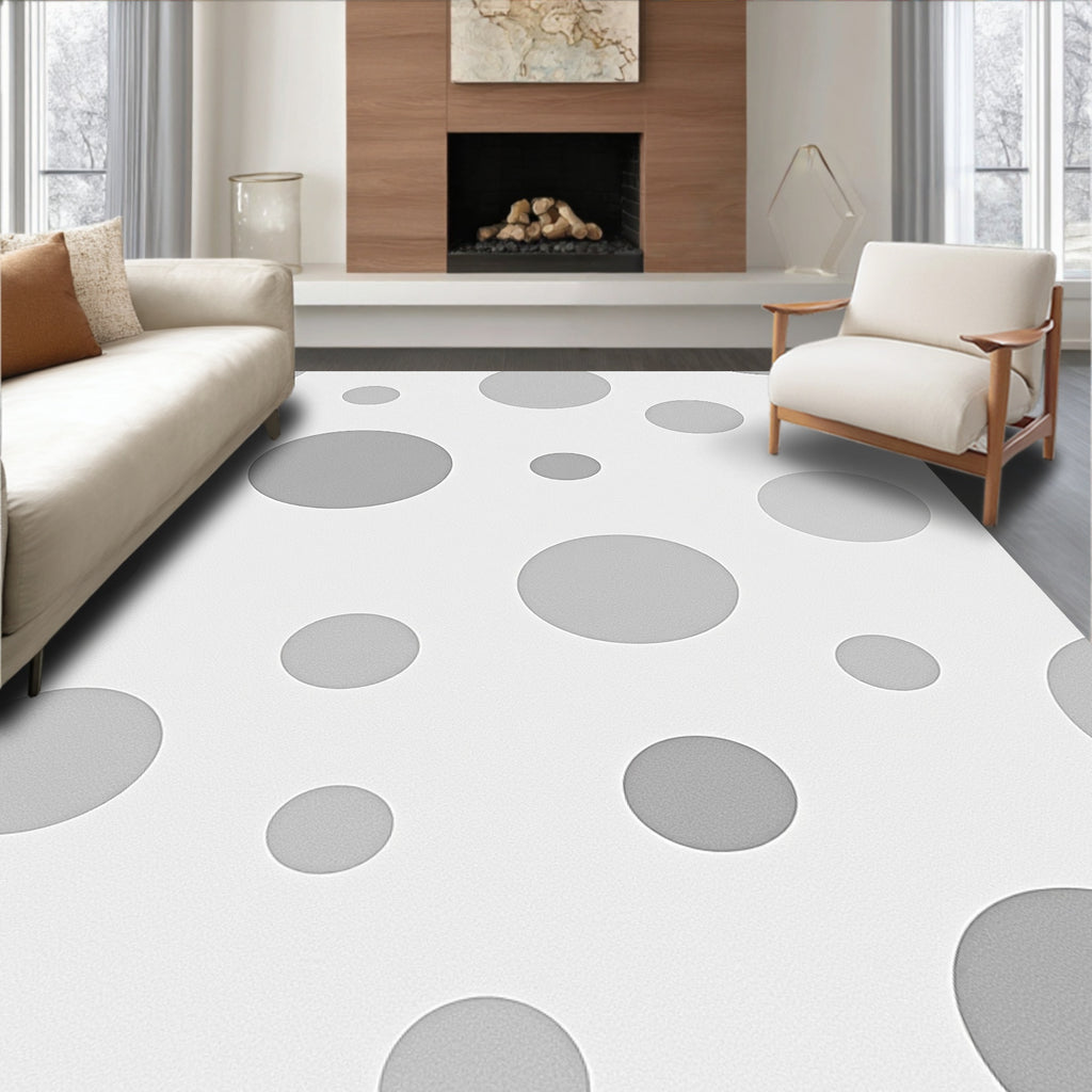 Modern Gray Dot Patterned Rug