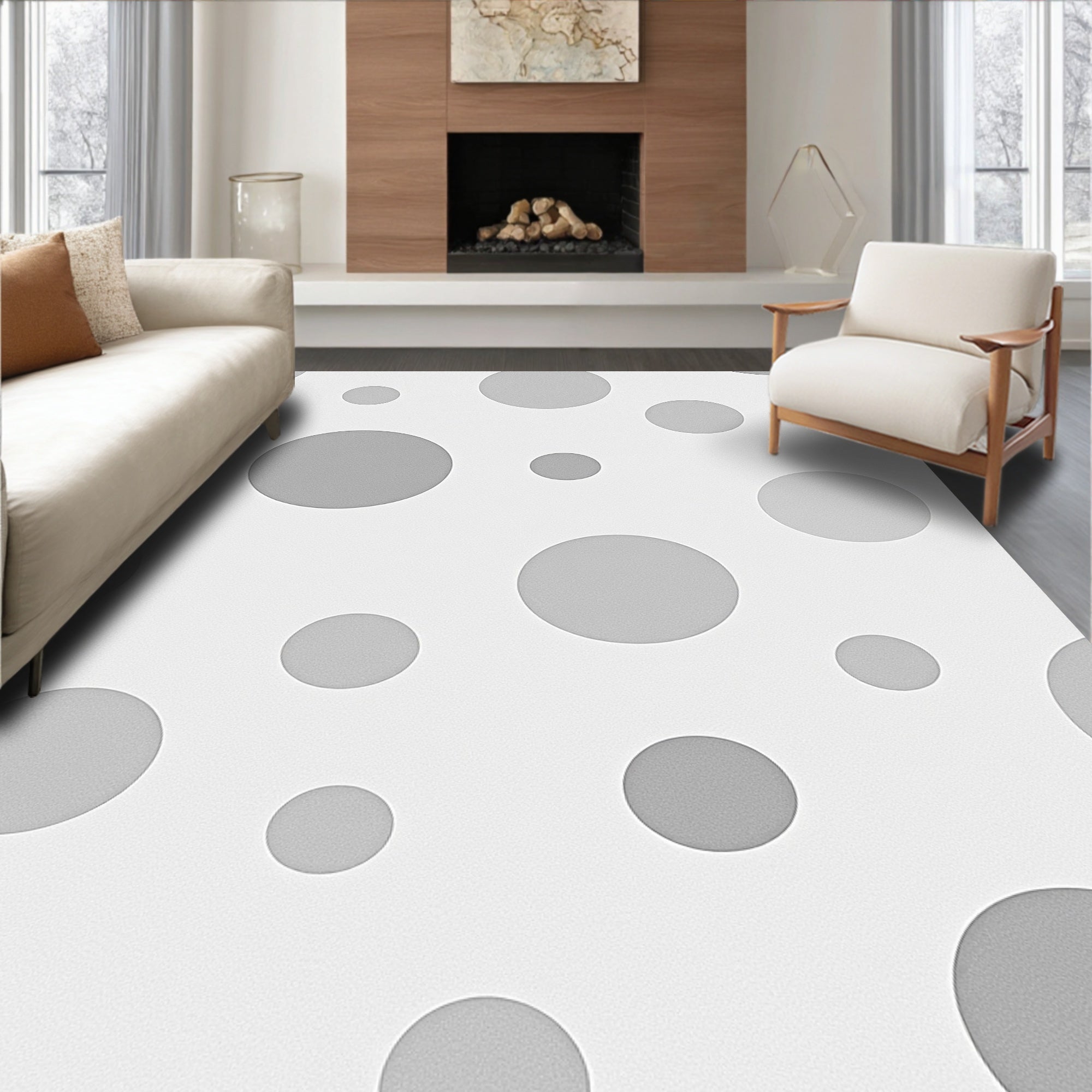 Modern Gray Dot Patterned Rug