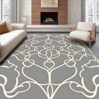 Elegant Off White Scrollwork Pattern Rug