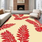 Red Leaf Patterned Modern Design Rug