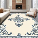Vintage Blue Floral Scrollwork Design Rug