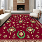 Crimson Star Tree Garland Medallion Rug