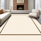 Cream Brown Striped Border Rug