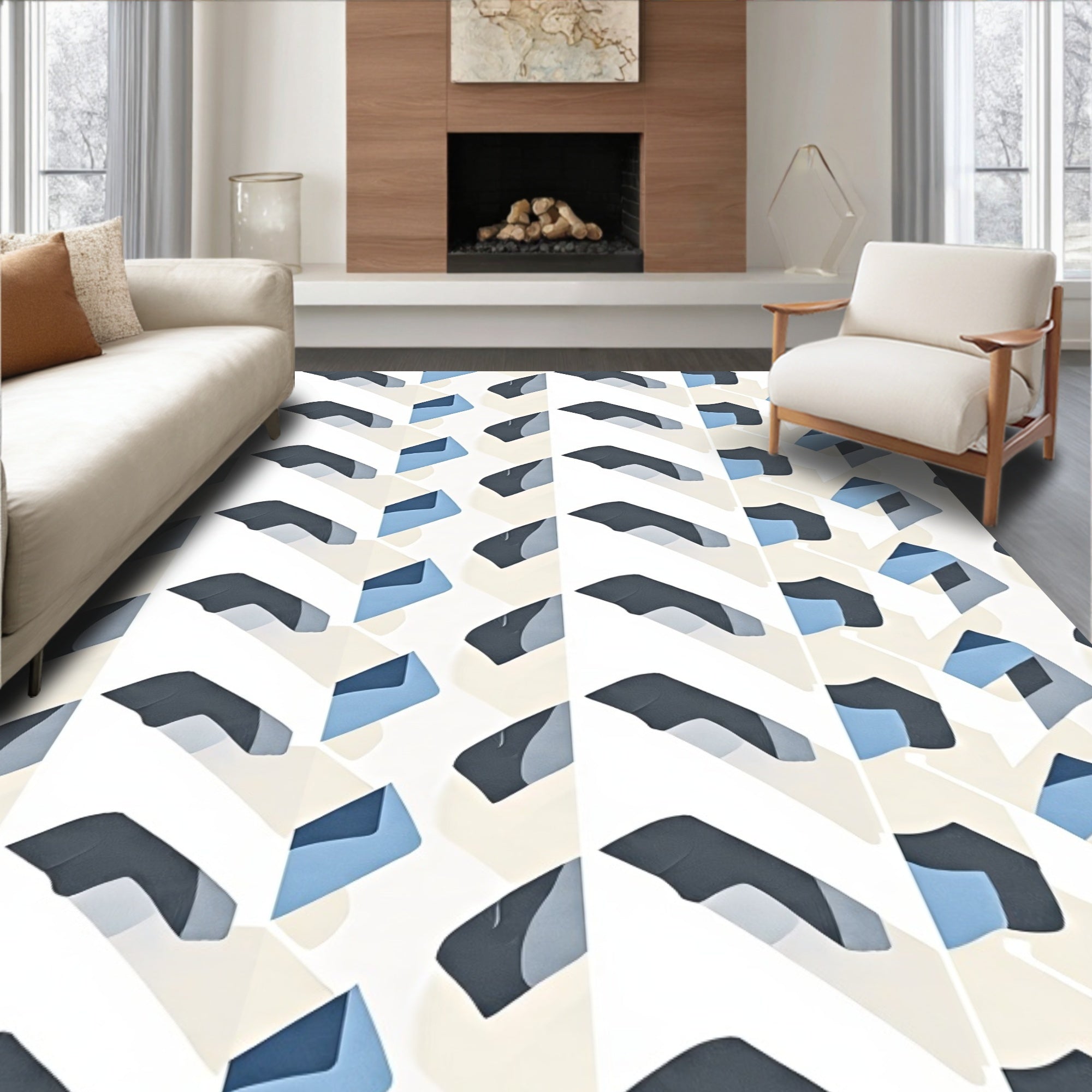 Geometric Chevron Pattern Rug