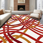 Intertwined Red Gold Abstract Design Rug