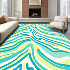 Wavy Teal Aqua Lime Stripes Rug