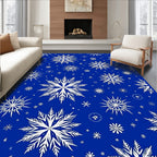Deep Blue White Snowflake Array Rug
