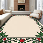 Red Rose Vine Bordered Design Rug